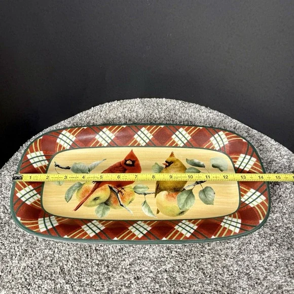 Lenox Christmas Winter Greetings Everyday Tartan Hors D'Oeuvre Tray 14" EUC - Picture 5 of 6